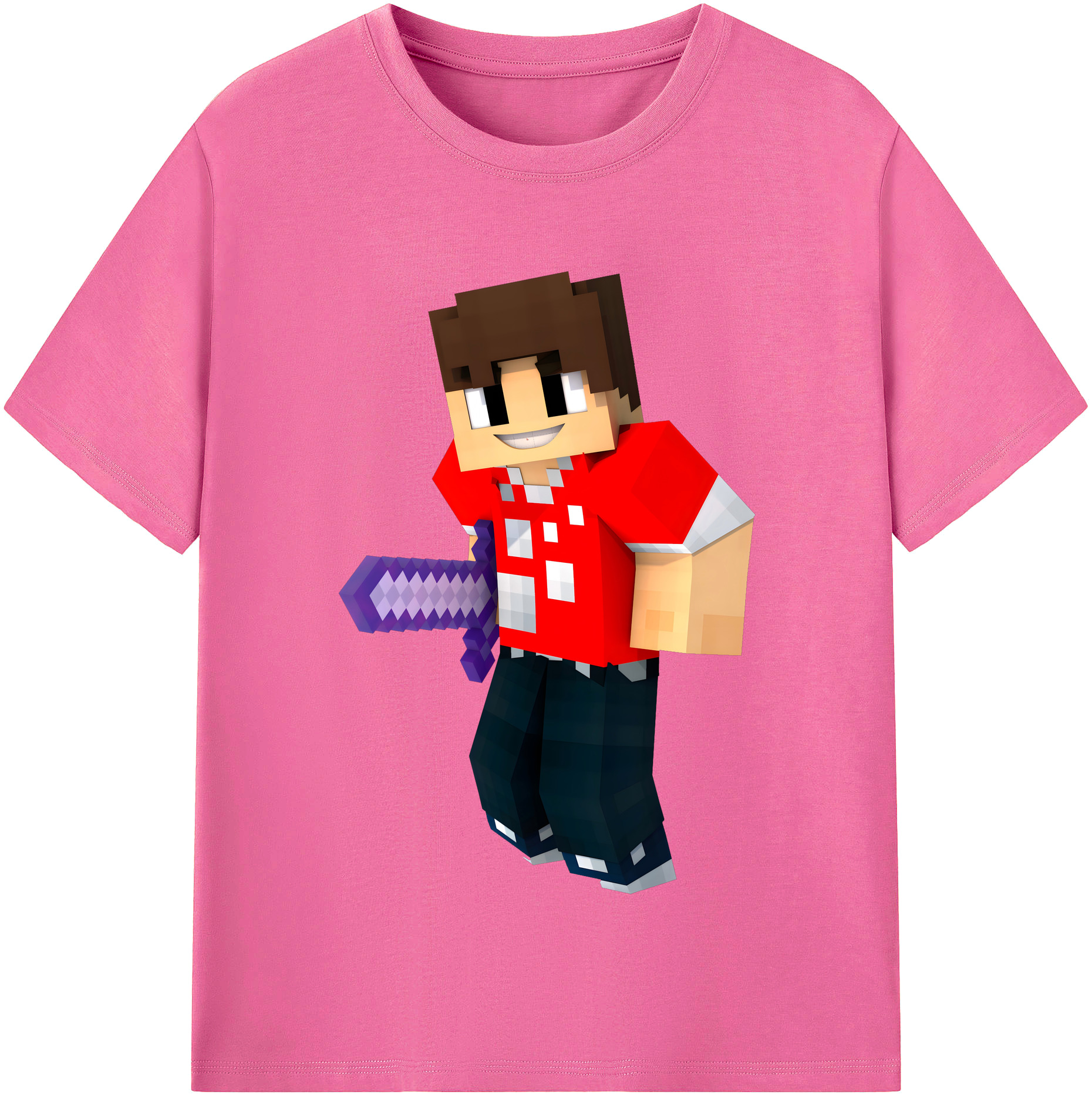 （画像用） マインクラフト ブロックの世界 Minecraft MC Block world レディースカジュアルプリントTシャツ（綿100％）
